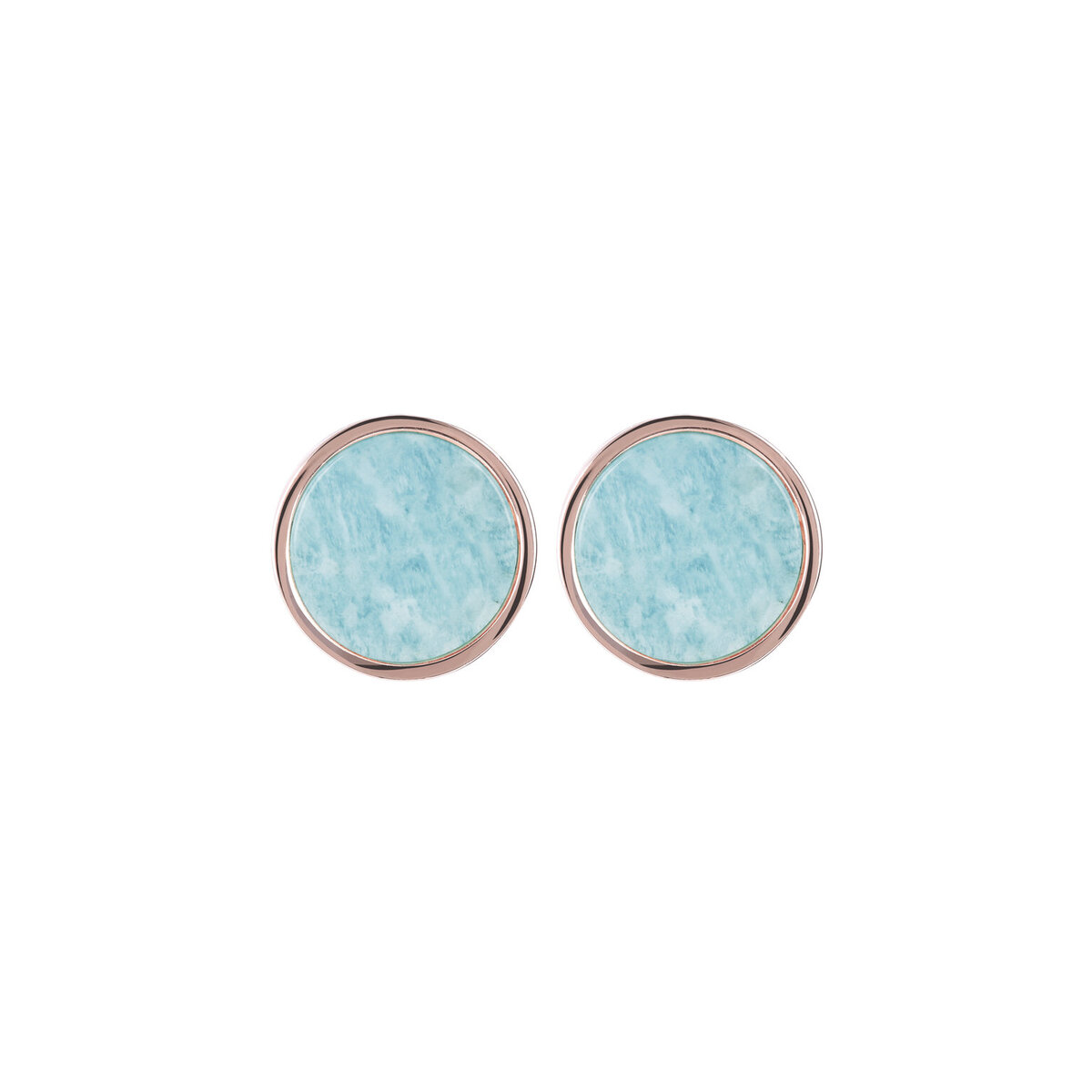 Button Earrings with Small Disc in Natural Stone