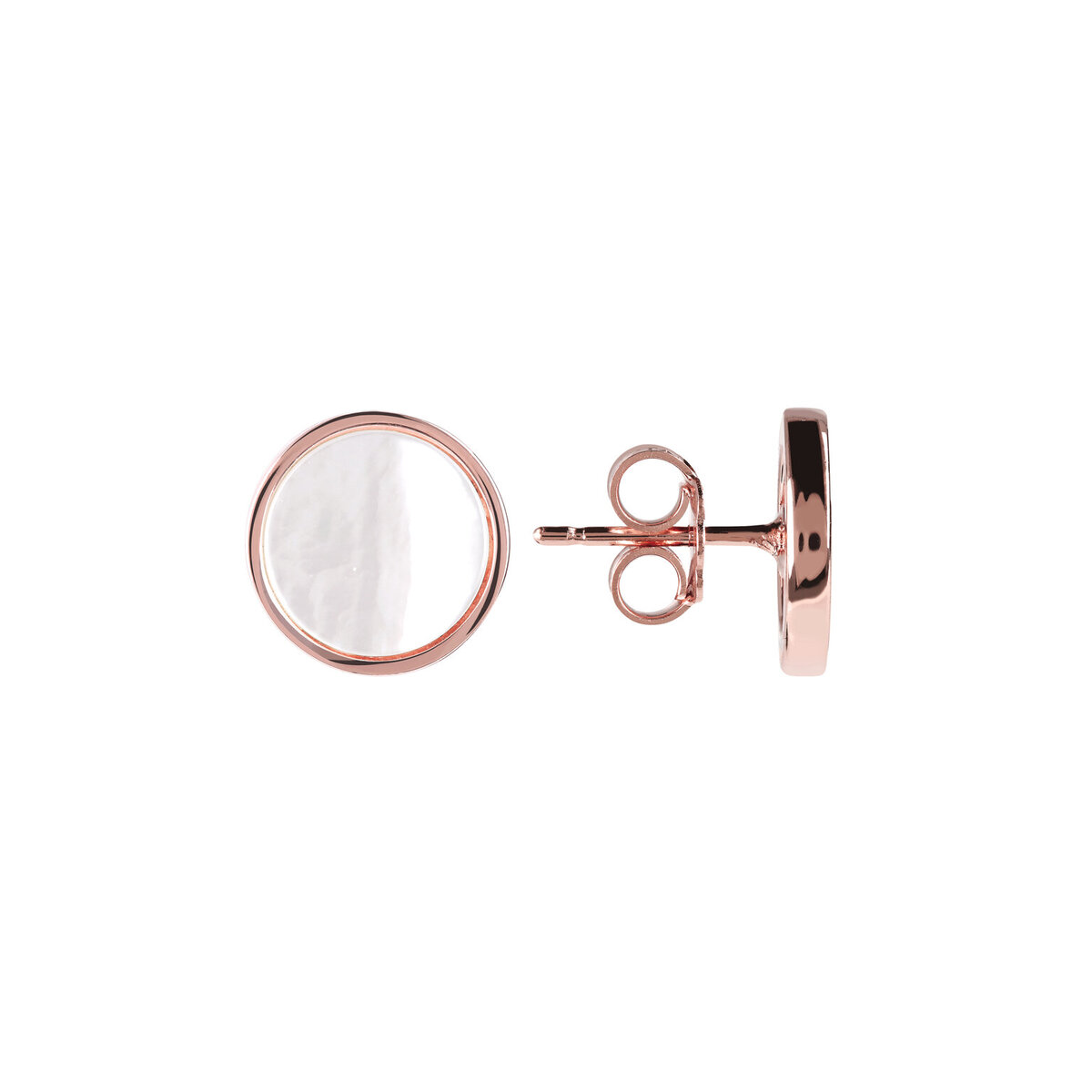 Button Earrings with Small Disc in Natural Stone