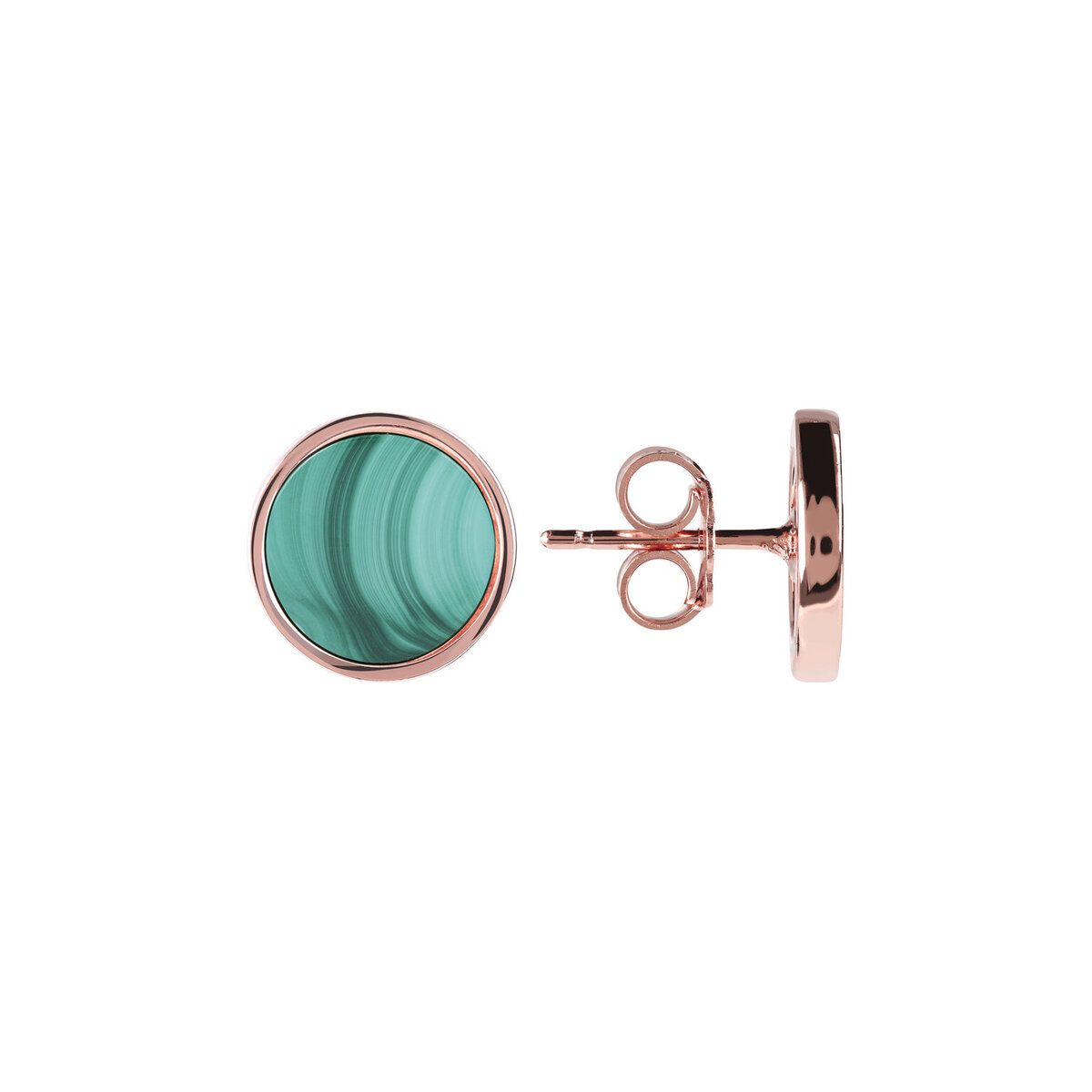 Button Earrings with Small Disc in Natural Stone