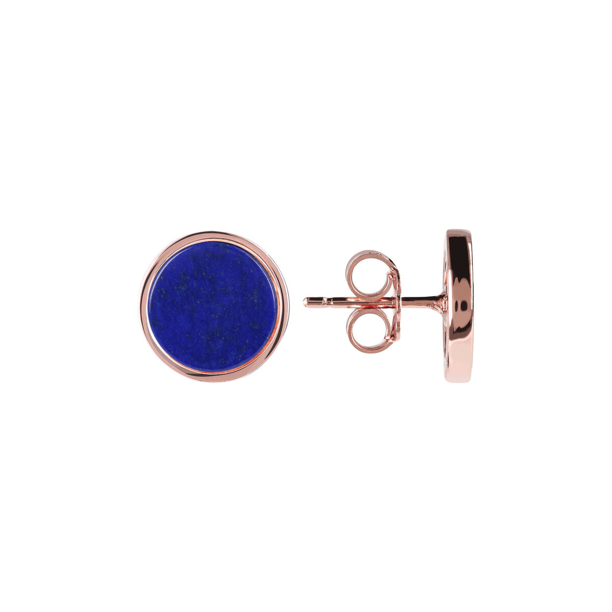 Button Earrings with Small Disc in Natural Stone