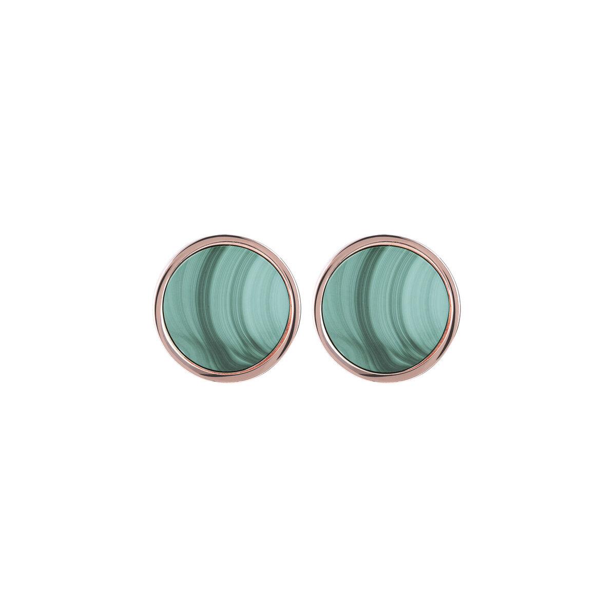 Button Earrings with Small Disc in Natural Stone