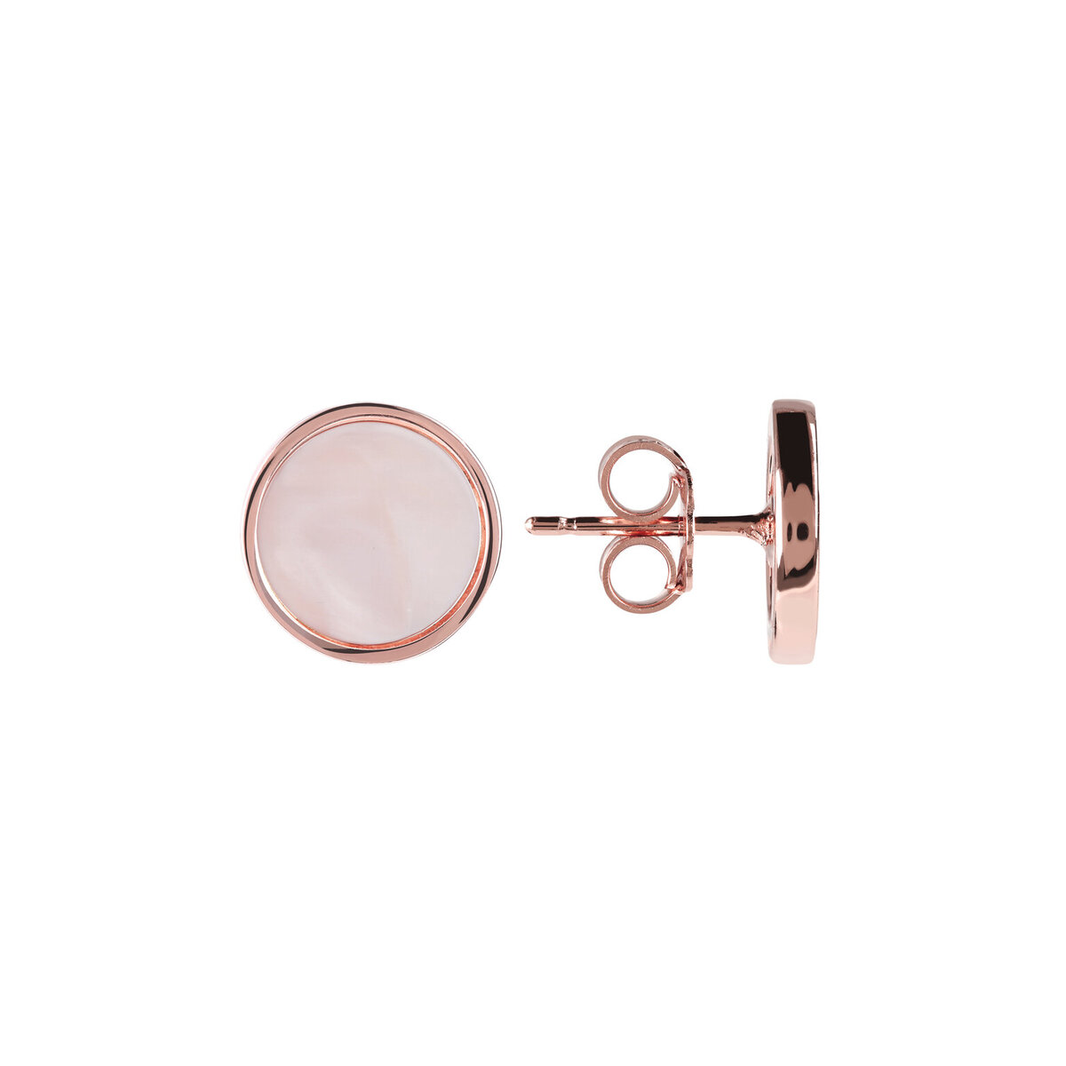 Button Earrings with Small Disc in Natural Stone