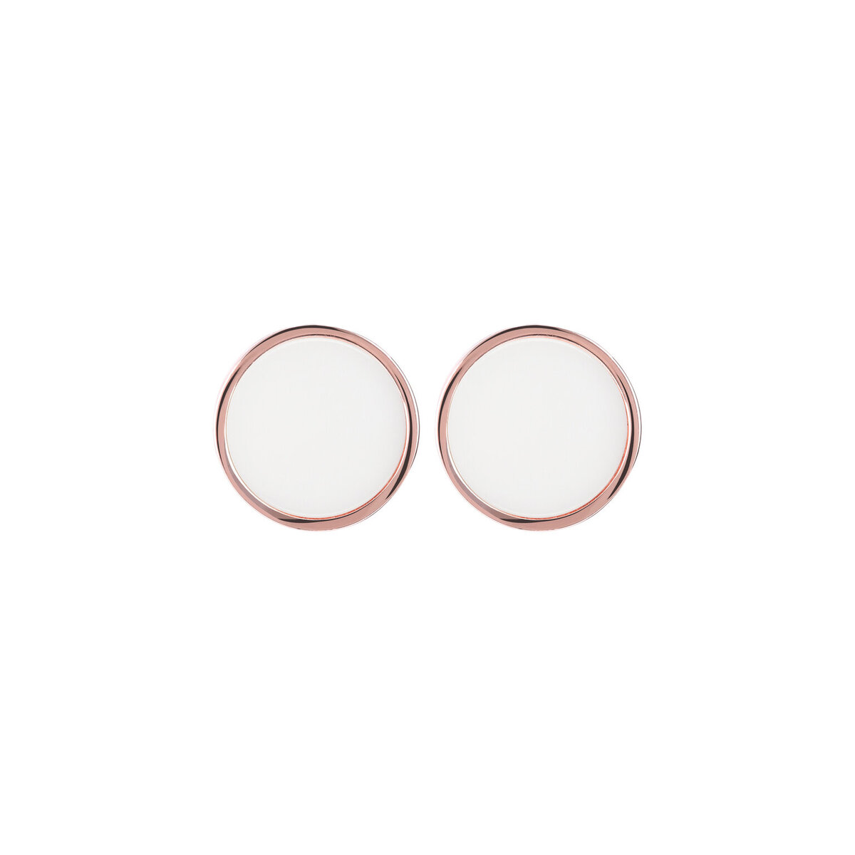 Button Earrings with Small Disc in Natural Stone