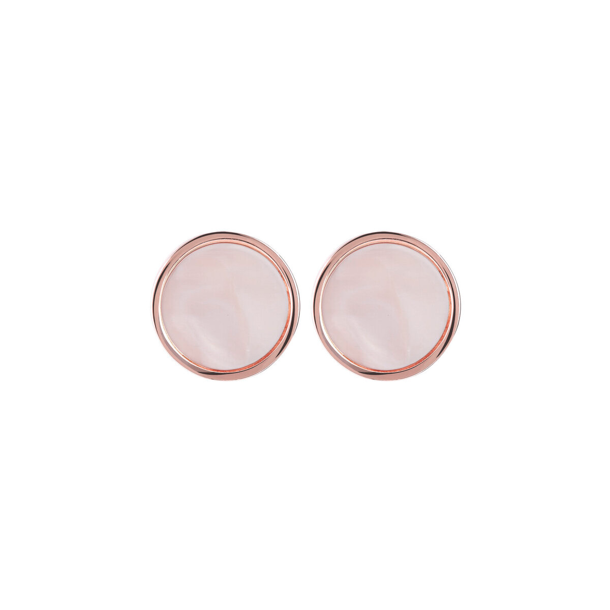 Button Earrings with Small Disc in Natural Stone