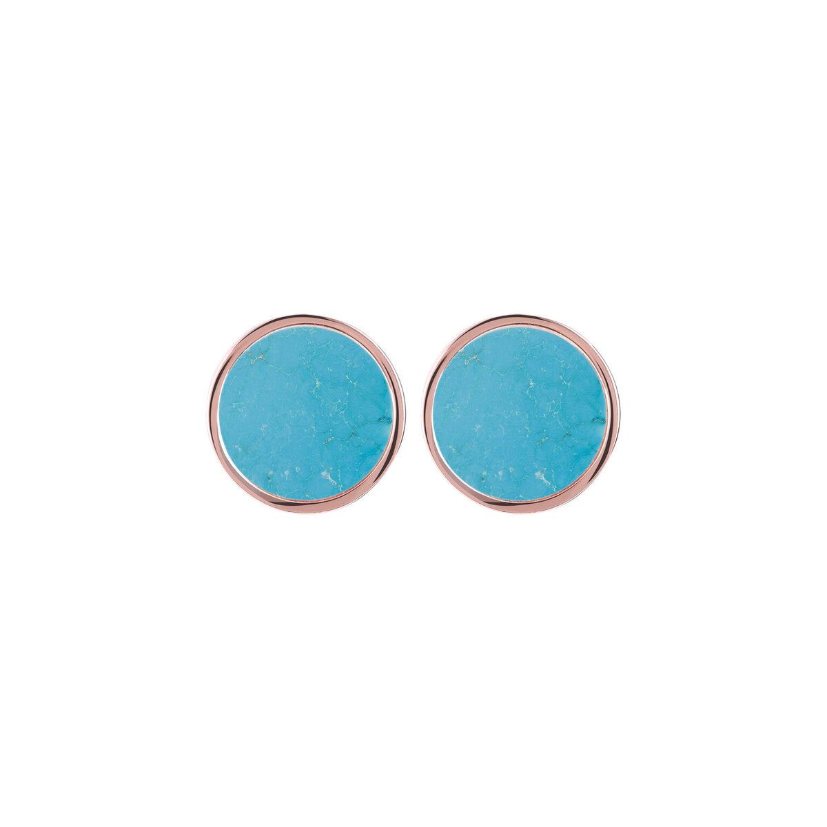 Button Earrings with Small Disc in Natural Stone