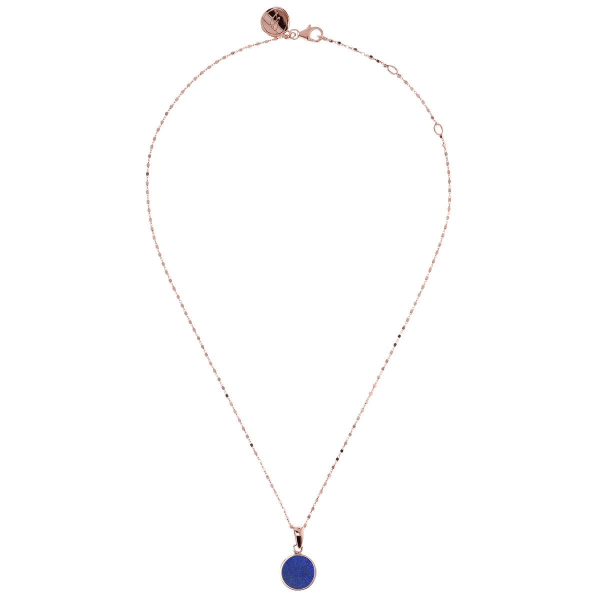 Cube Chain Necklace with Small Disc Pendant in Natural Stone