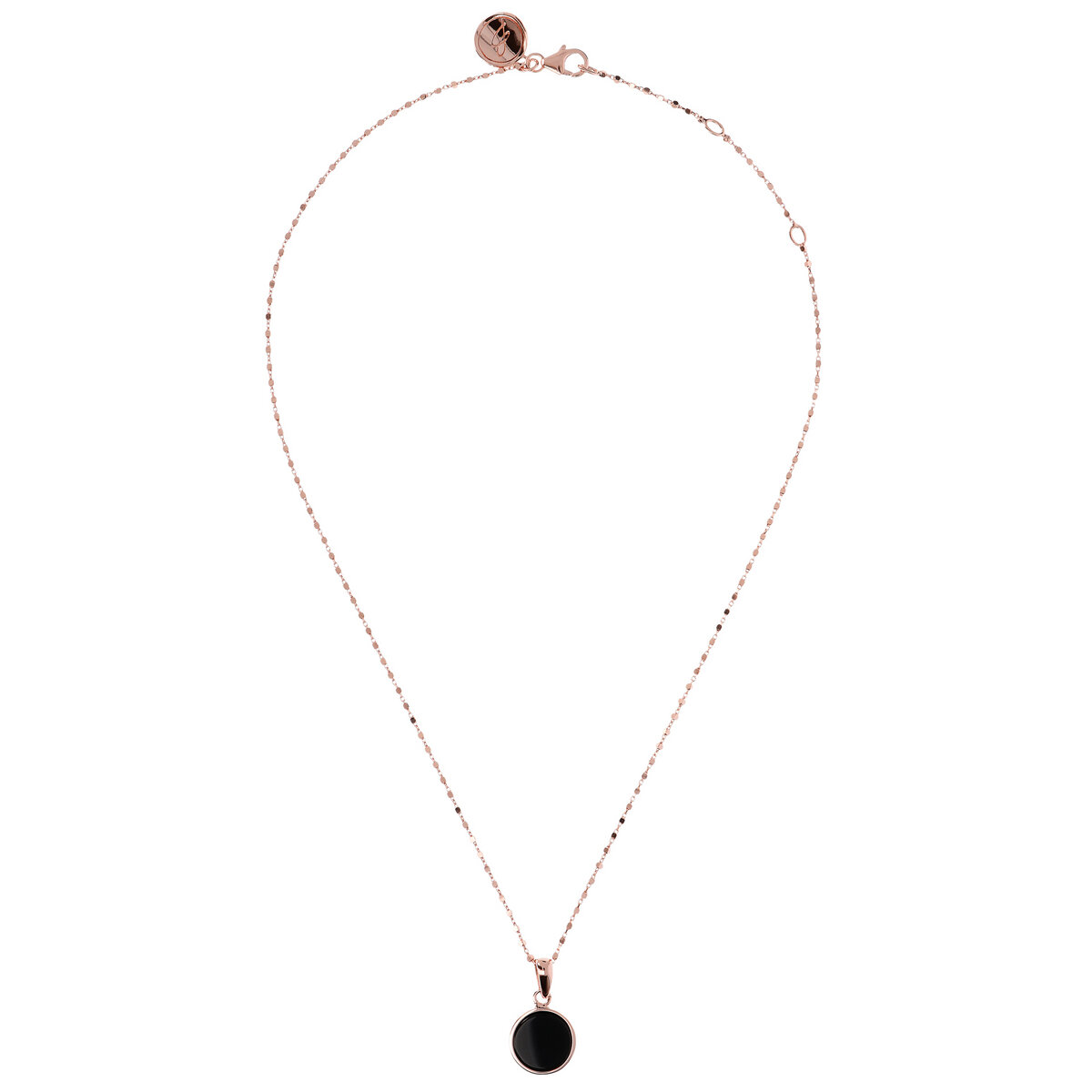 Cube Chain Necklace with Small Disc Pendant in Natural Stone