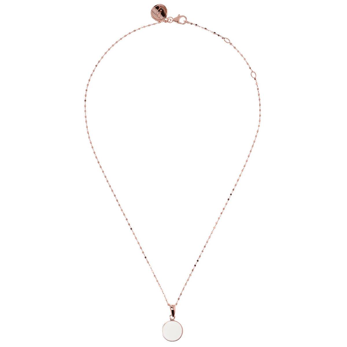 Cube Chain Necklace with Small Disc Pendant in Natural Stone
