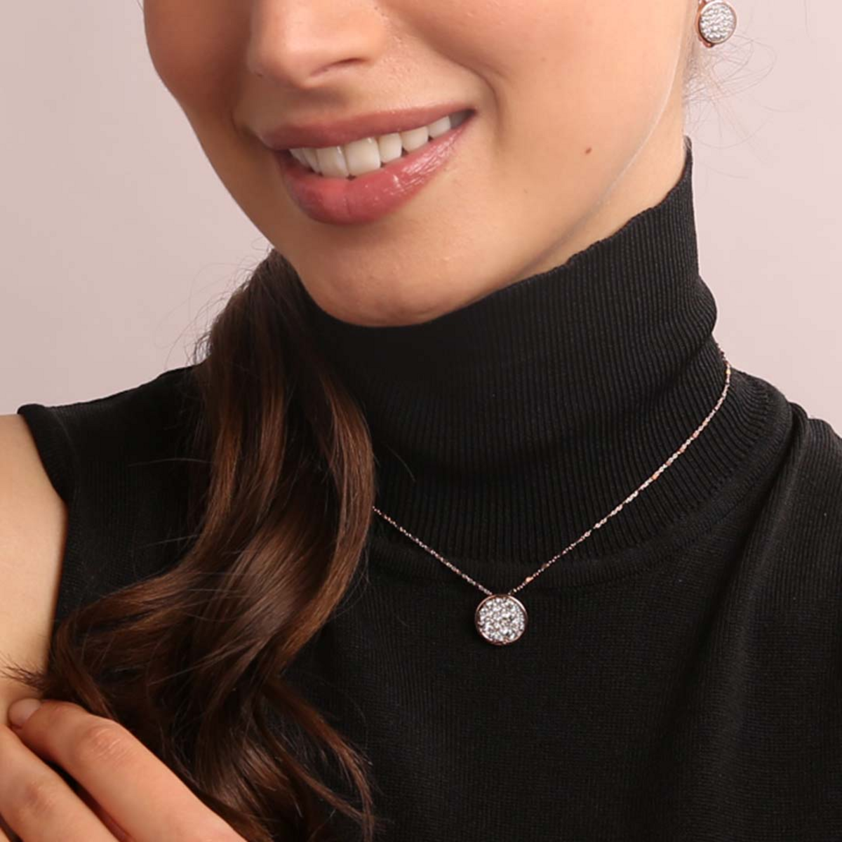 Cubetti Chain Necklace with Round Pavé Pendant