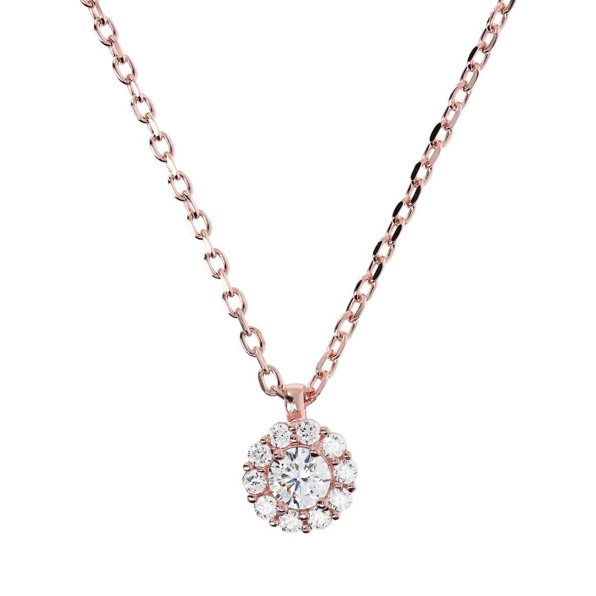 Forzatina Chain Necklace with Flower Pendant with Cubic Zirconia