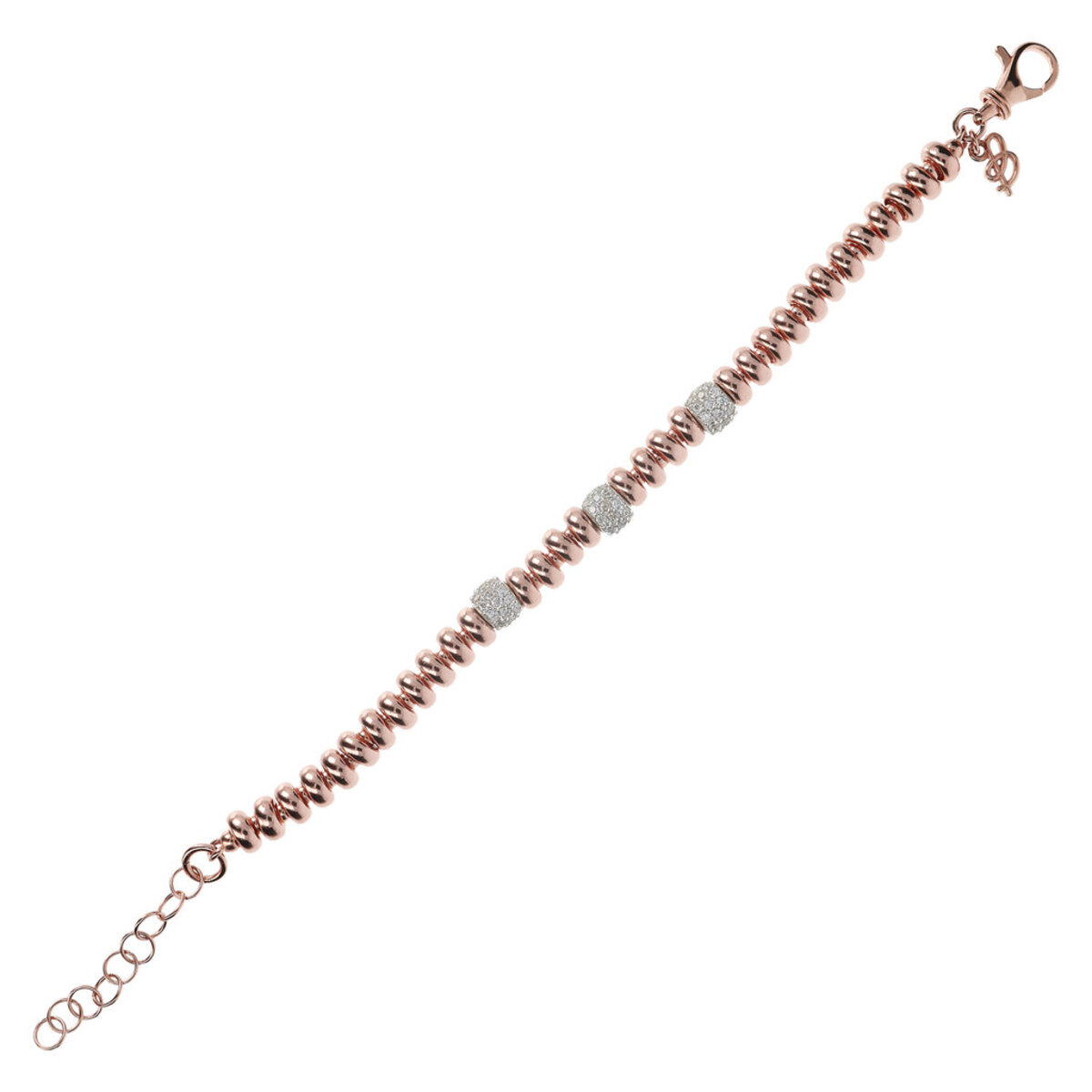 Bracelet with Rondelle Alternating with Pavé Elements in Cubic Zirconia