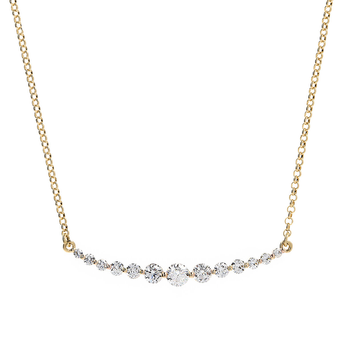 Golden Necklace with Light Points in Cubic Zirconia