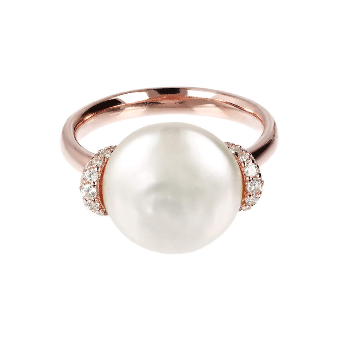 Cocktail Ring with White Freshwater Cultured Pearl and Cubic Zirconia