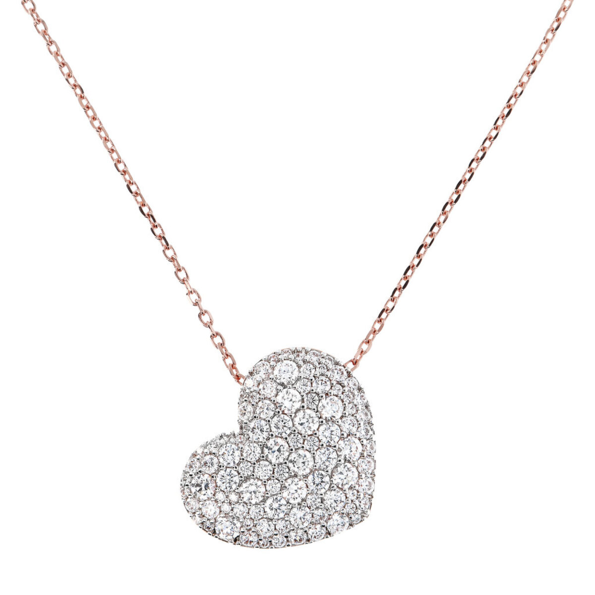 Cubic Zirconia Pavé Heart Pendant Necklace