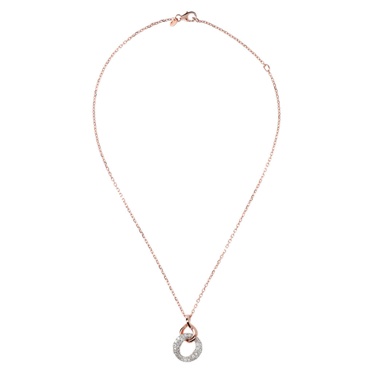 Double Pendant Necklace with Pavé in Cubic Zirconia