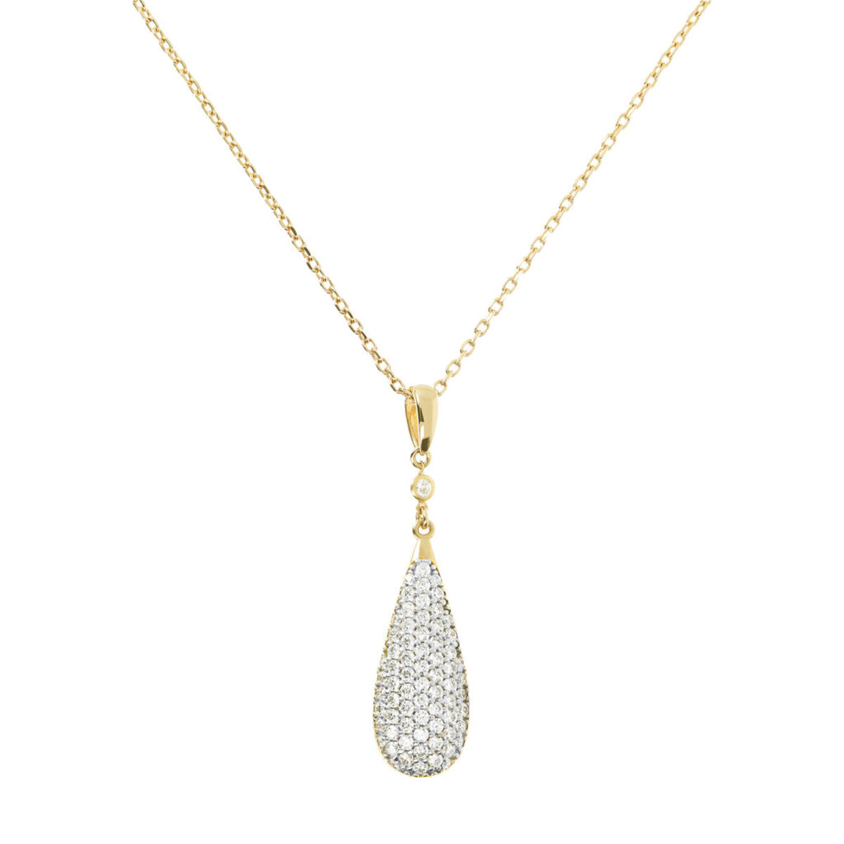 Golden Necklace with Pavé Drop Pendant