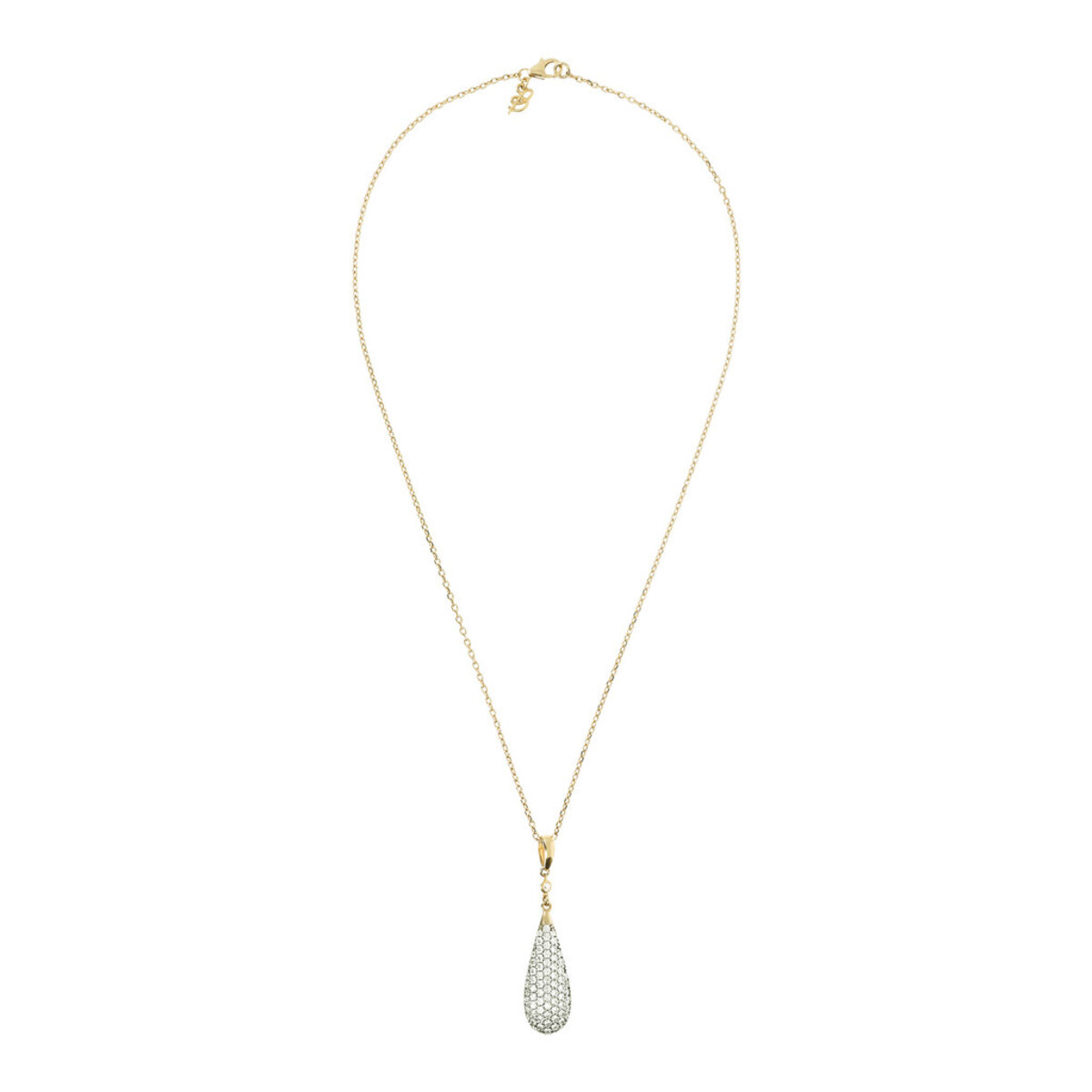 Golden Necklace with Pavé Drop Pendant