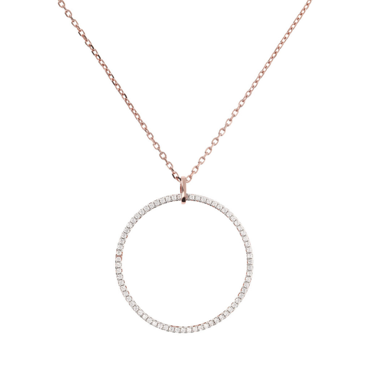 Forzatina Chain Necklace with Pavé Circle Pendant