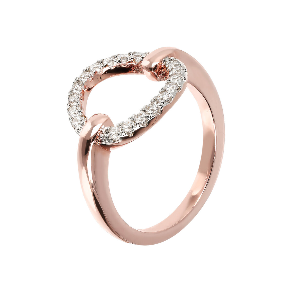 Cocktail Ring with Circle in Black Spinel or Cubic Zirconia