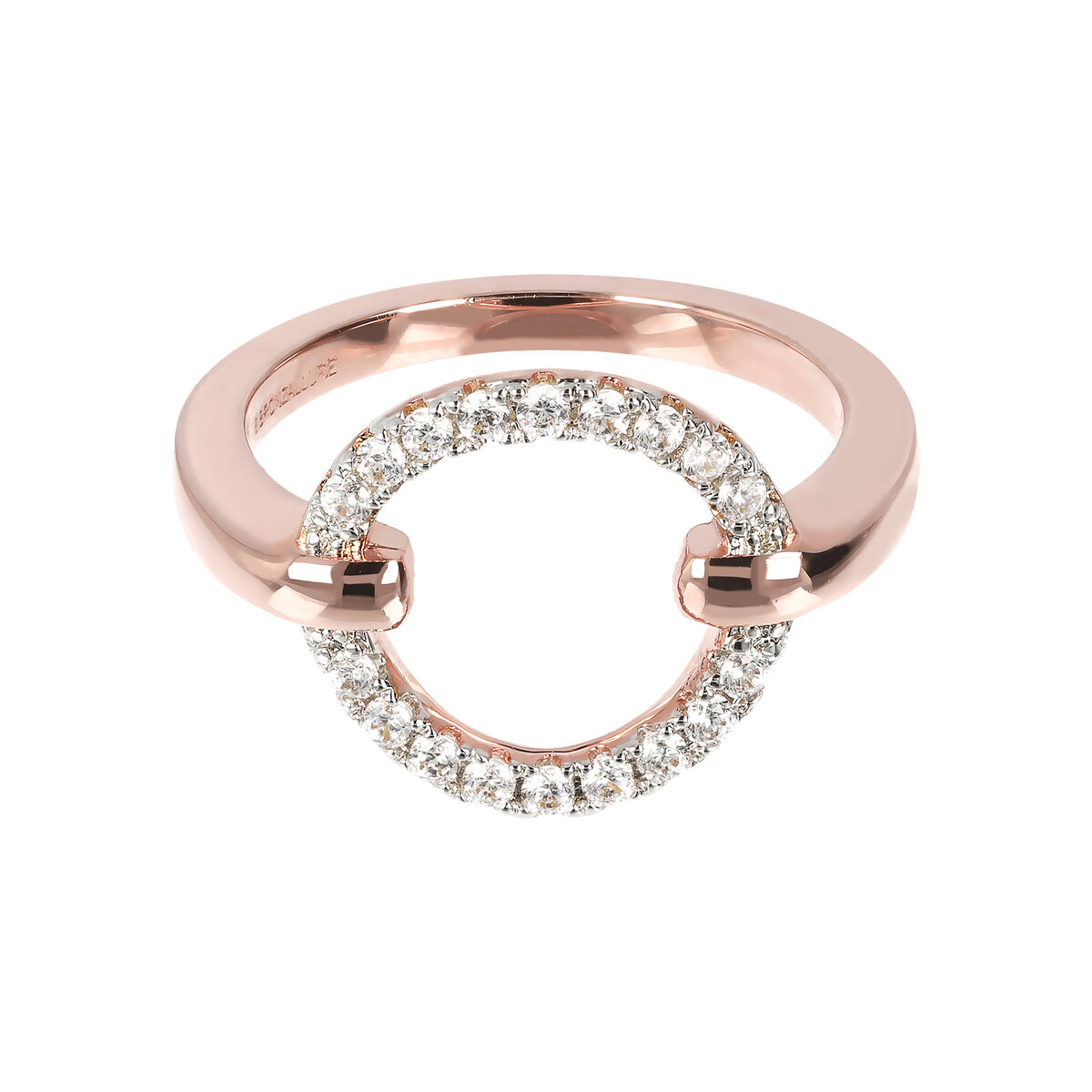 Cocktail Ring with Circle in Black Spinel or Cubic Zirconia