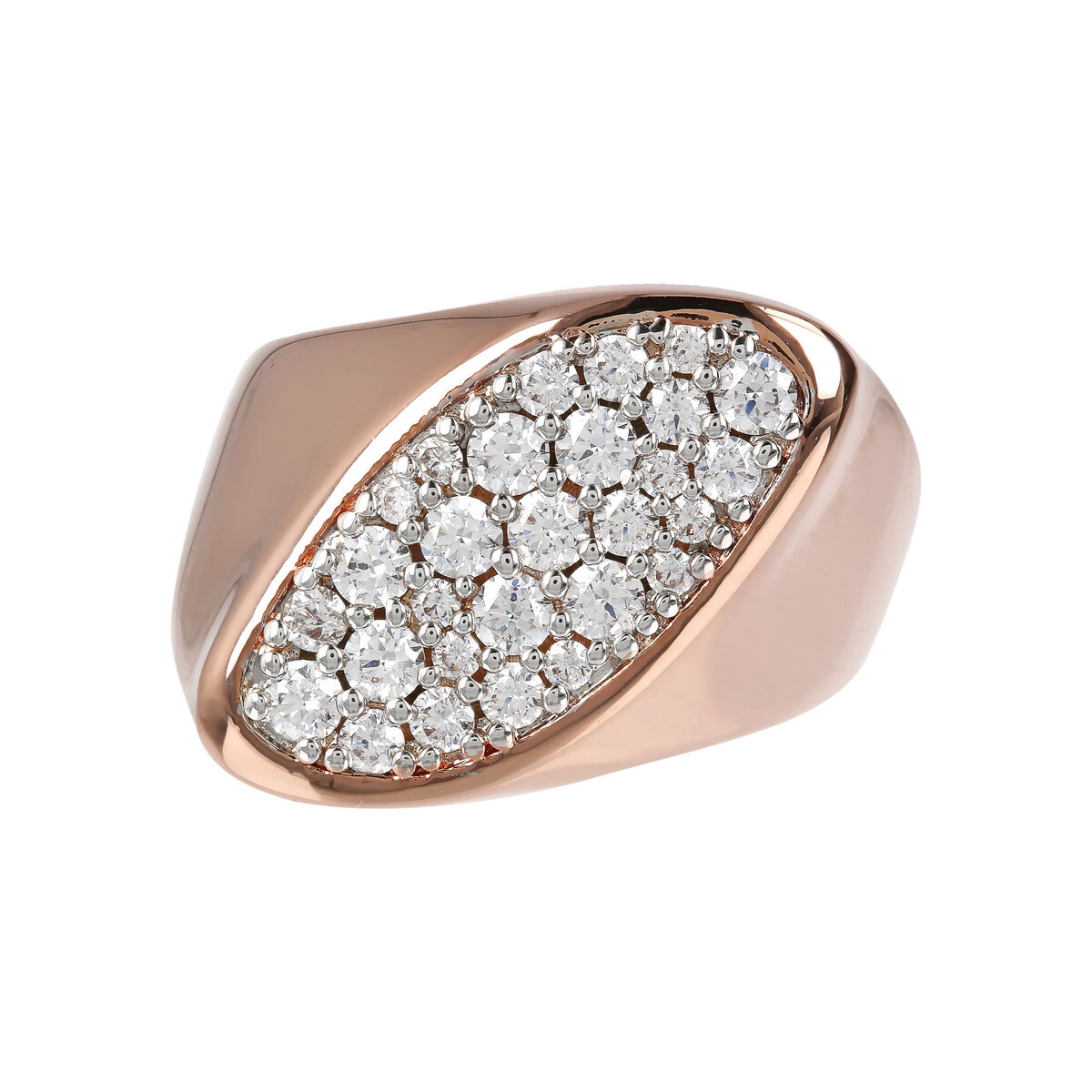 Chevalier Ring with Oval Pavé in Cubic Zirconia