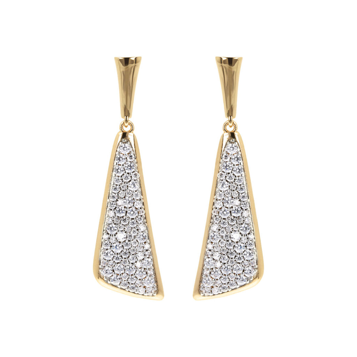 Golden Sail Pendant Earrings in Cubic Zirconia