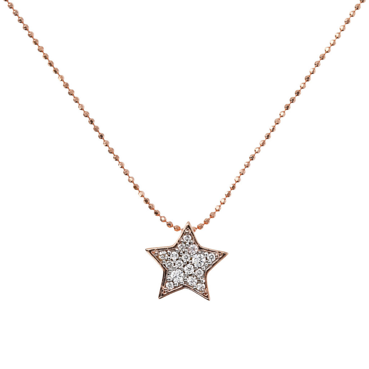 Golden Necklace with Pavé Star Pendant in Cubic Zirconia