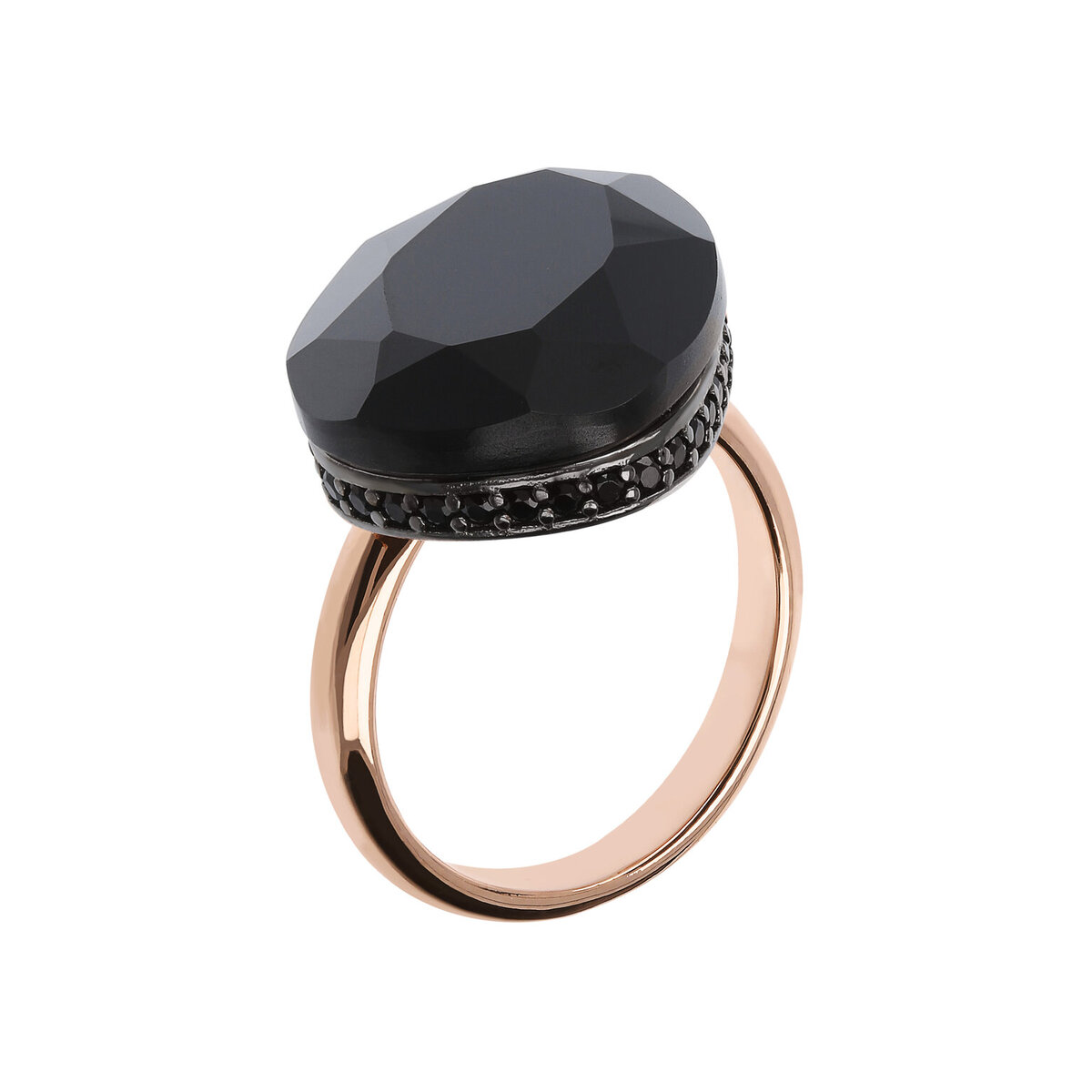 Drop Cocktail Ring with Natural Stone and Cubic Zirconia