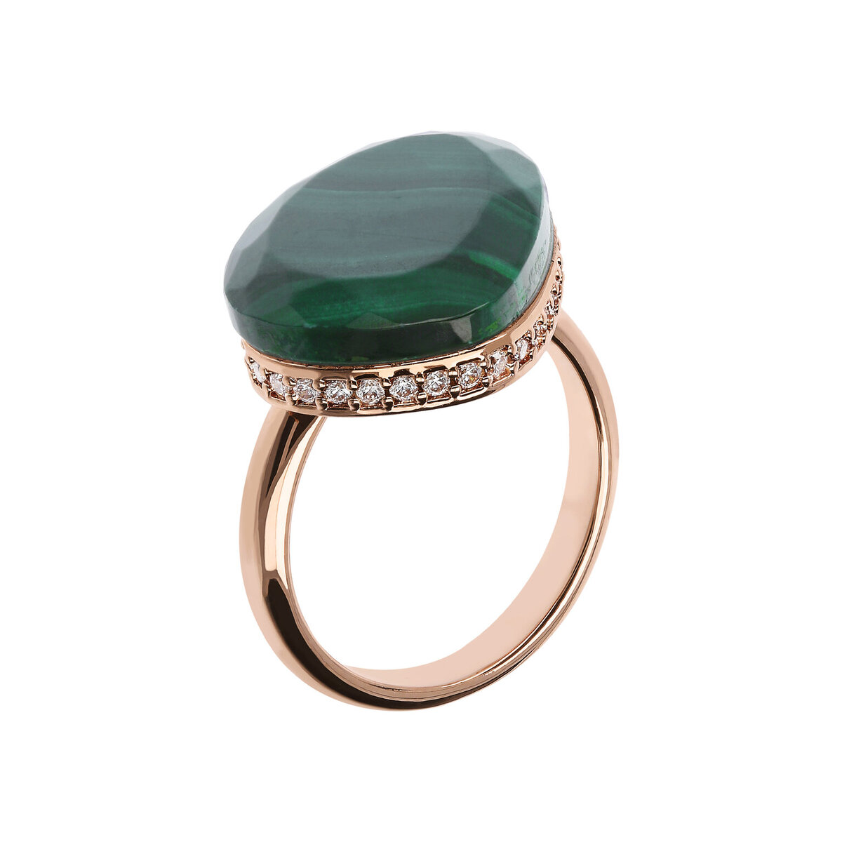 Drop Cocktail Ring with Natural Stone and Cubic Zirconia