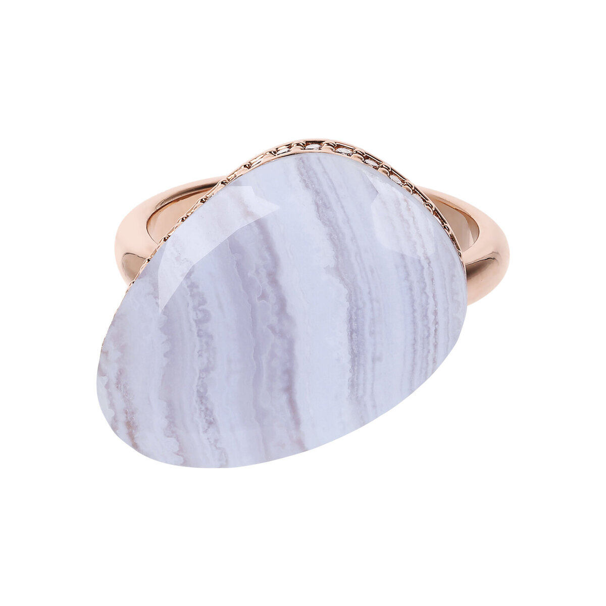 Drop Cocktail Ring with Natural Stone and Cubic Zirconia