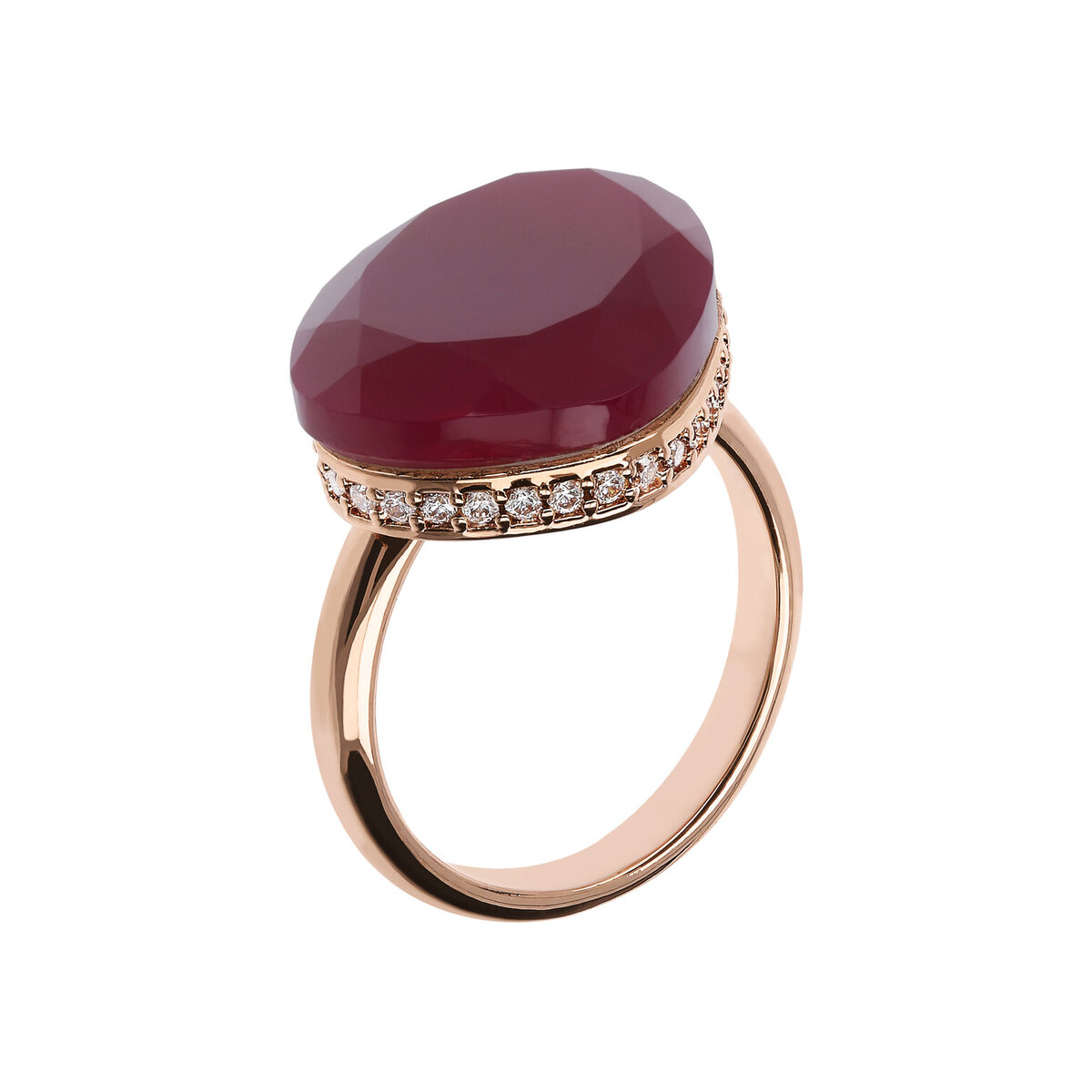 Drop Cocktail Ring with Natural Stone and Cubic Zirconia