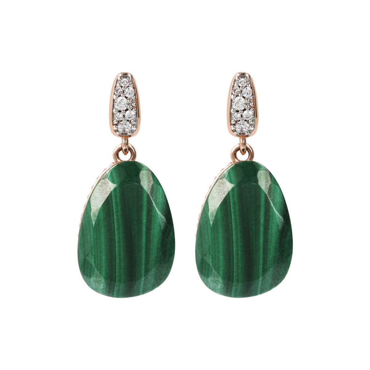 Drop Dangle Earrings with Natural Stone and Cubic Zirconia