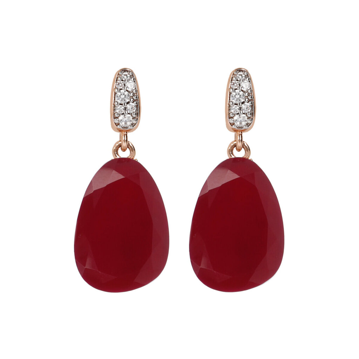Drop Dangle Earrings with Natural Stone and Cubic Zirconia