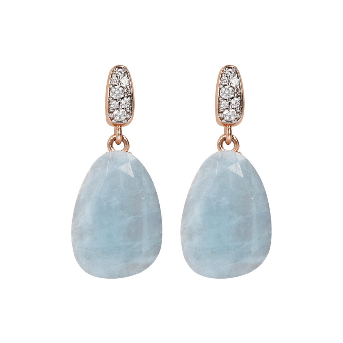 Drop Dangle Earrings with Natural Stone and Cubic Zirconia