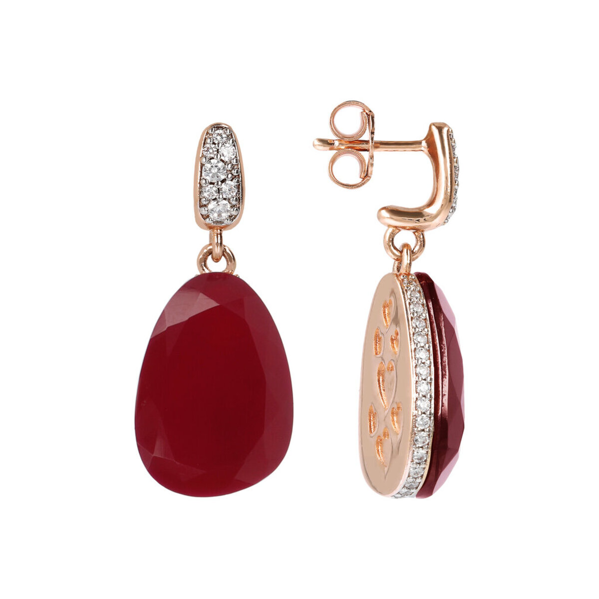 Drop Dangle Earrings with Natural Stone and Cubic Zirconia