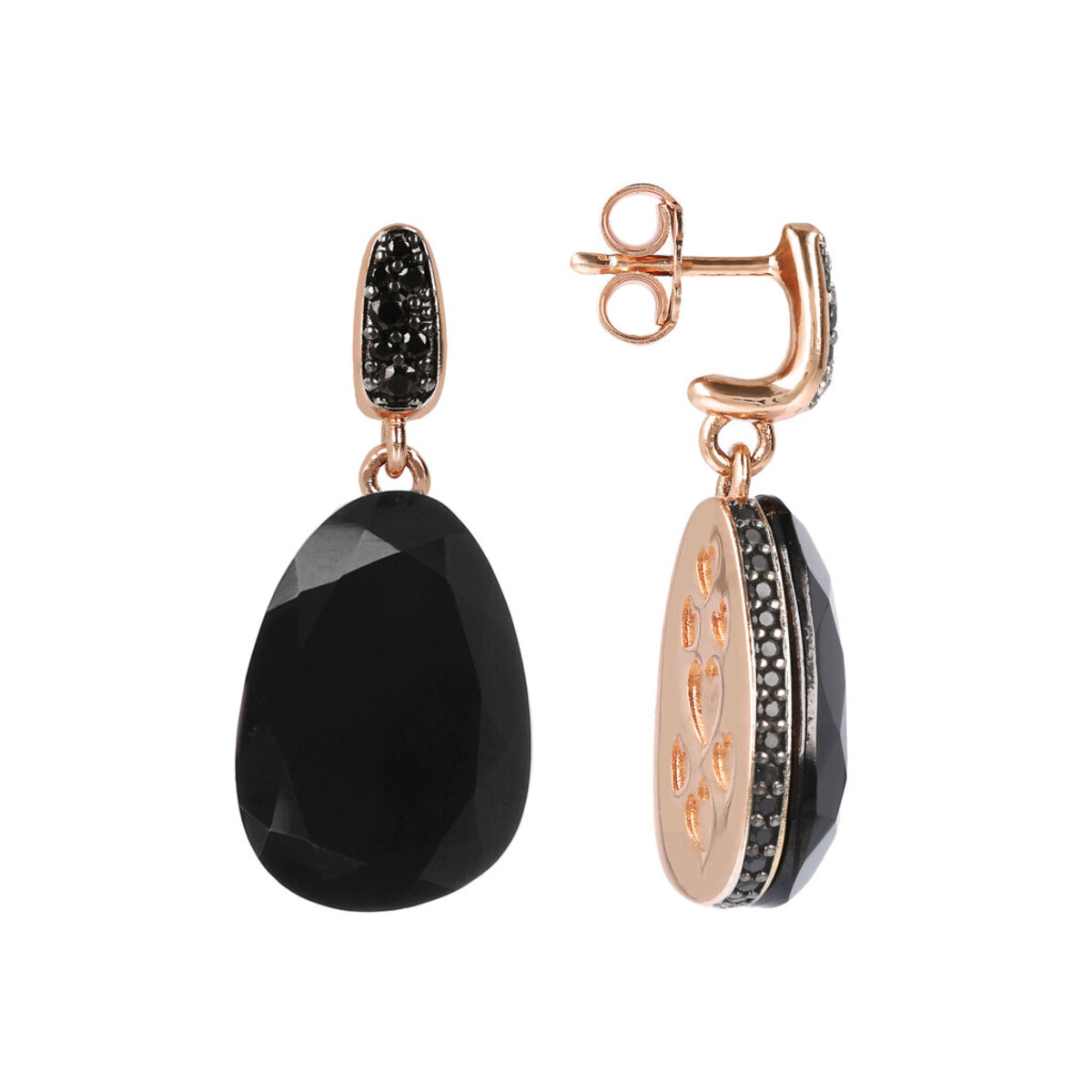 Drop Dangle Earrings with Natural Stone and Cubic Zirconia