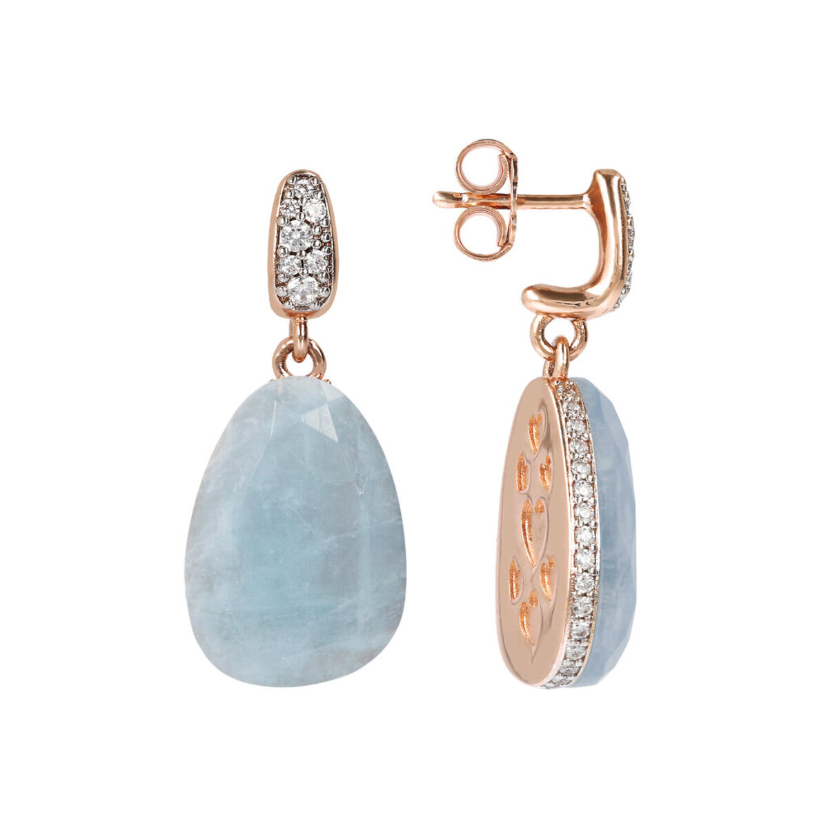Drop Dangle Earrings with Natural Stone and Cubic Zirconia
