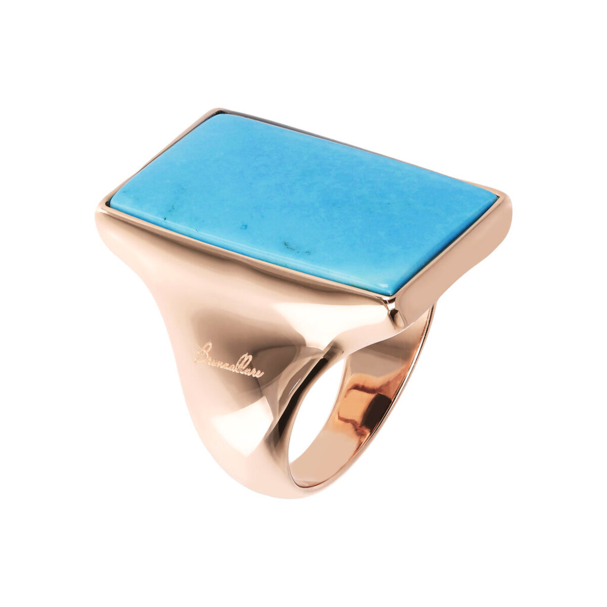 Chevalier Ring with Rectangular Natural Stone