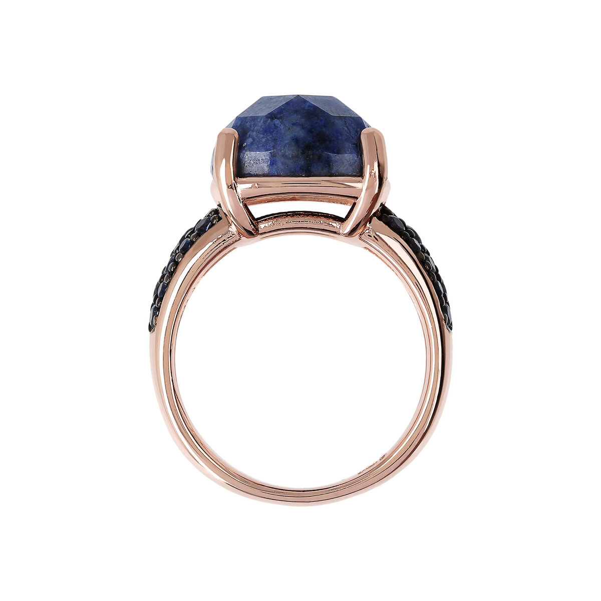 Cocktail Ring with Faceted Natural Stone and Pavé