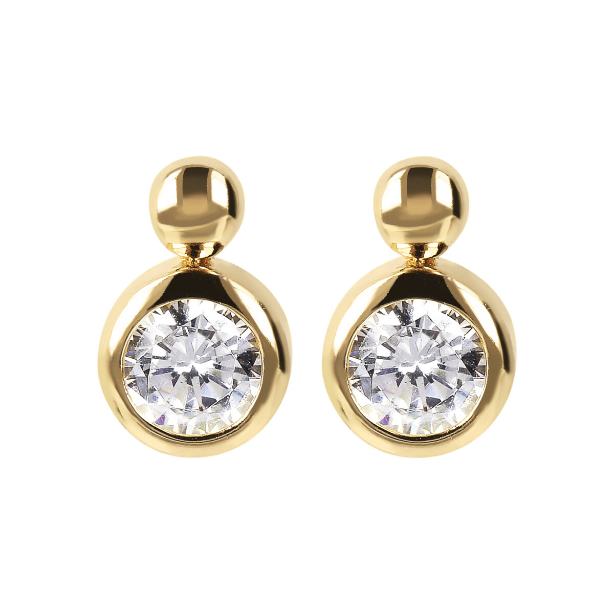 Golden Lobe Earrings with Light Point in Cubic Zirconia