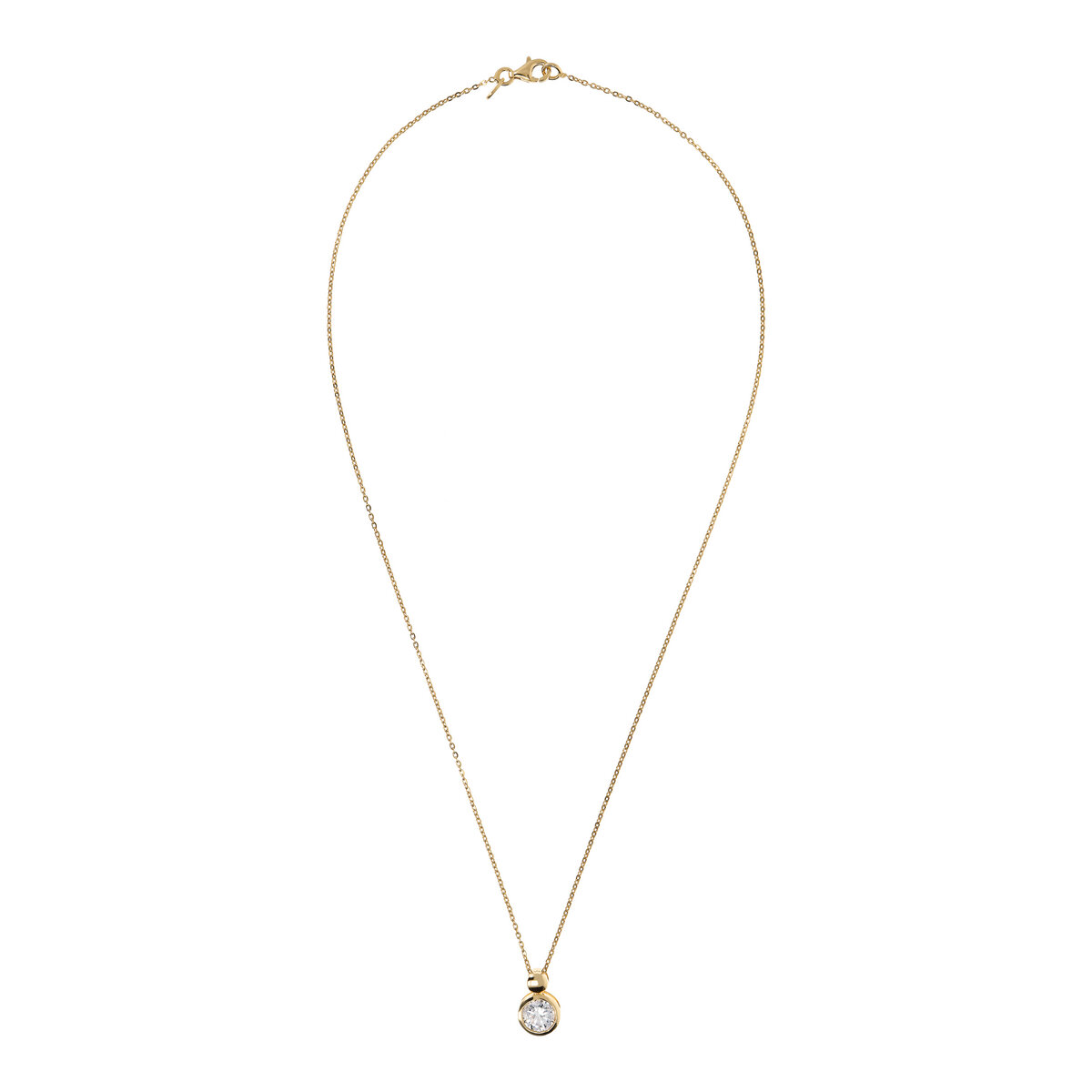 Golden Necklace with Light Point Pendant in Cubic Zirconia