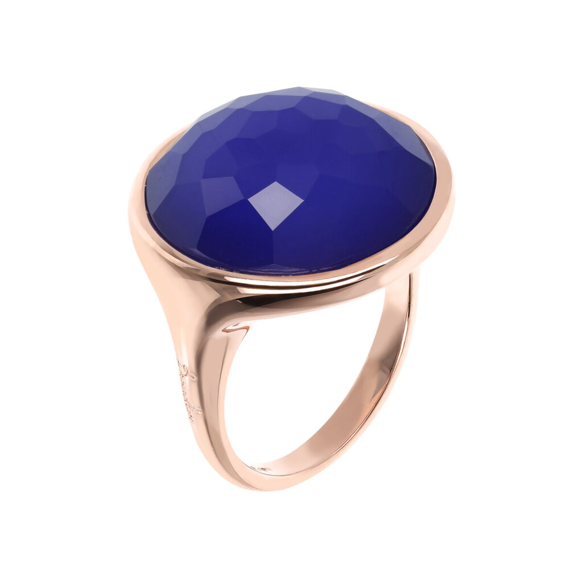 Cocktail Ring with Round Faceted Natural Stone