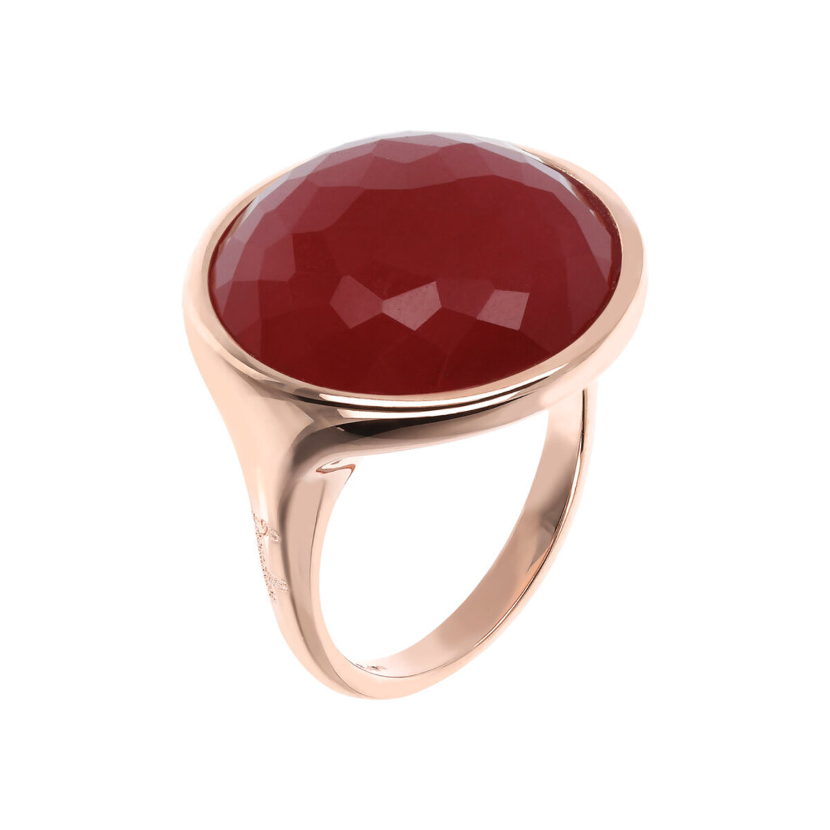 Cocktail Ring with Round Faceted Natural Stone