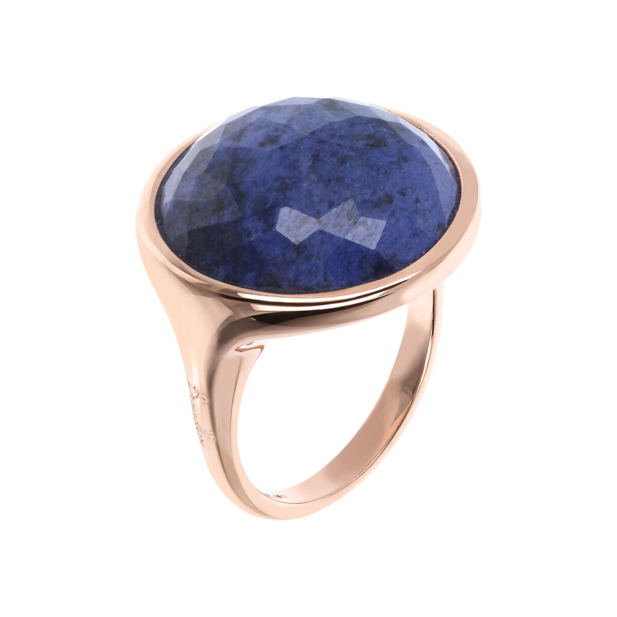 Cocktail Ring with Round Faceted Natural Stone