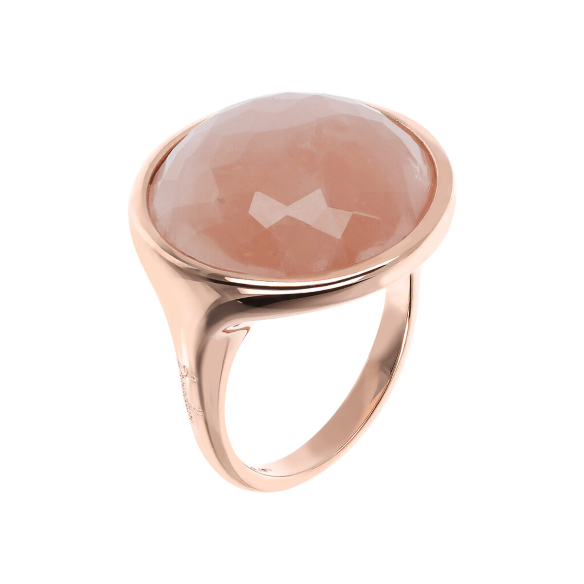 Cocktail Ring with Round Faceted Natural Stone