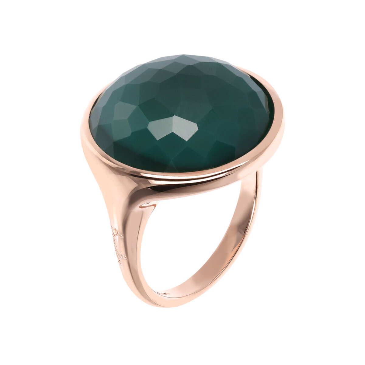 Cocktail Ring with Round Faceted Natural Stone