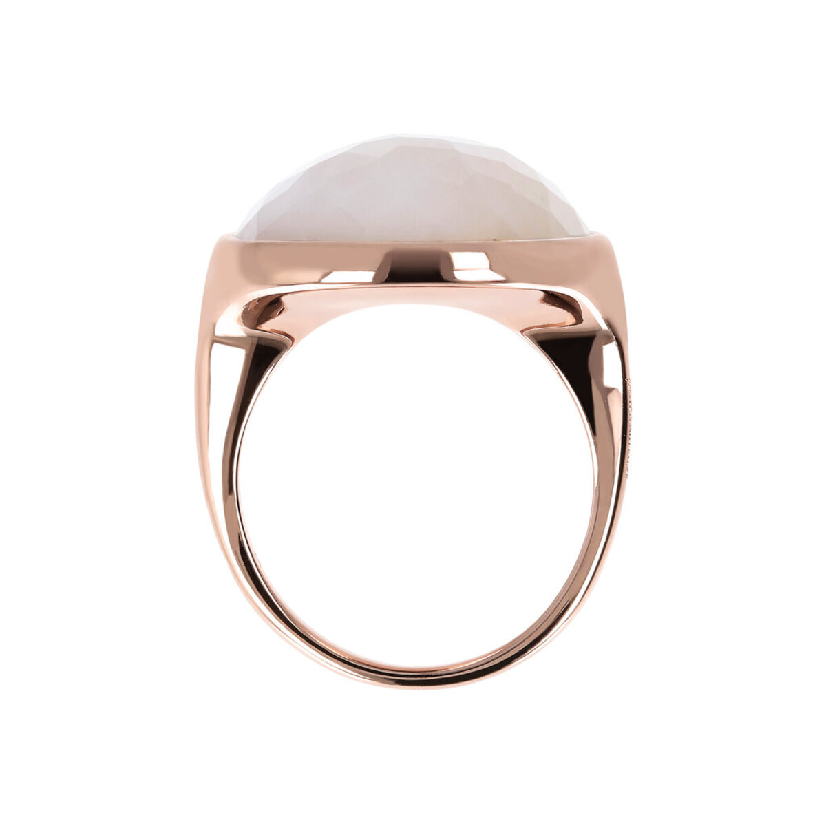 Cocktail Ring with Round Faceted Natural Stone