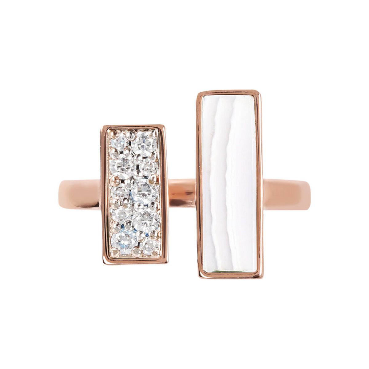 Contrarié Ring with Natural Stone and Cubic Zirconia