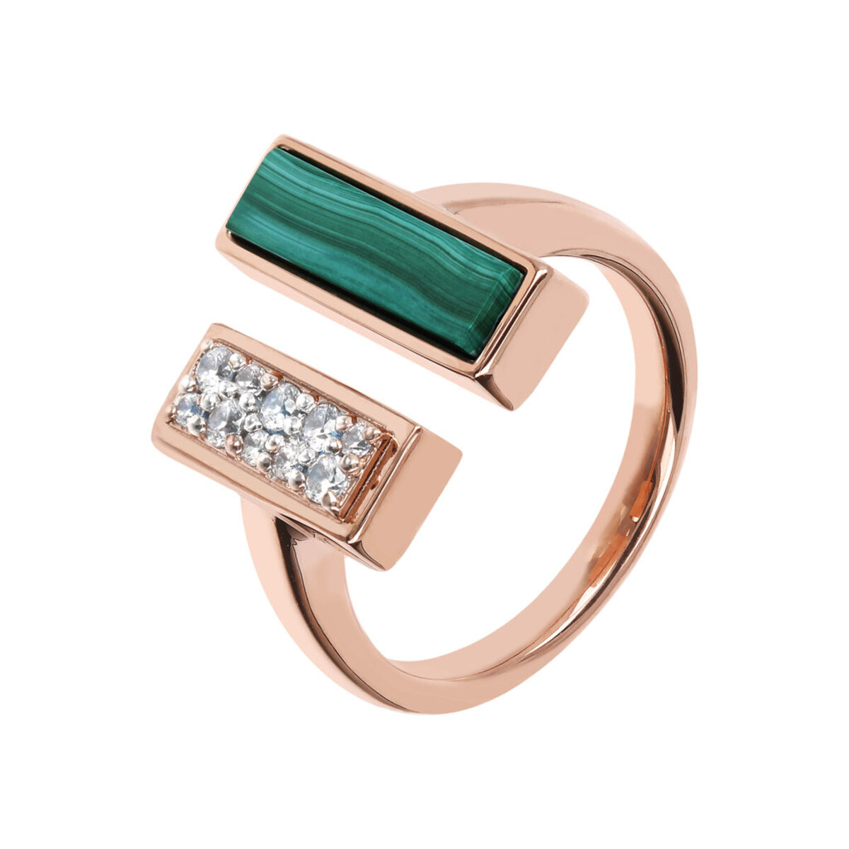 Contrarié Ring with Natural Stone and Cubic Zirconia