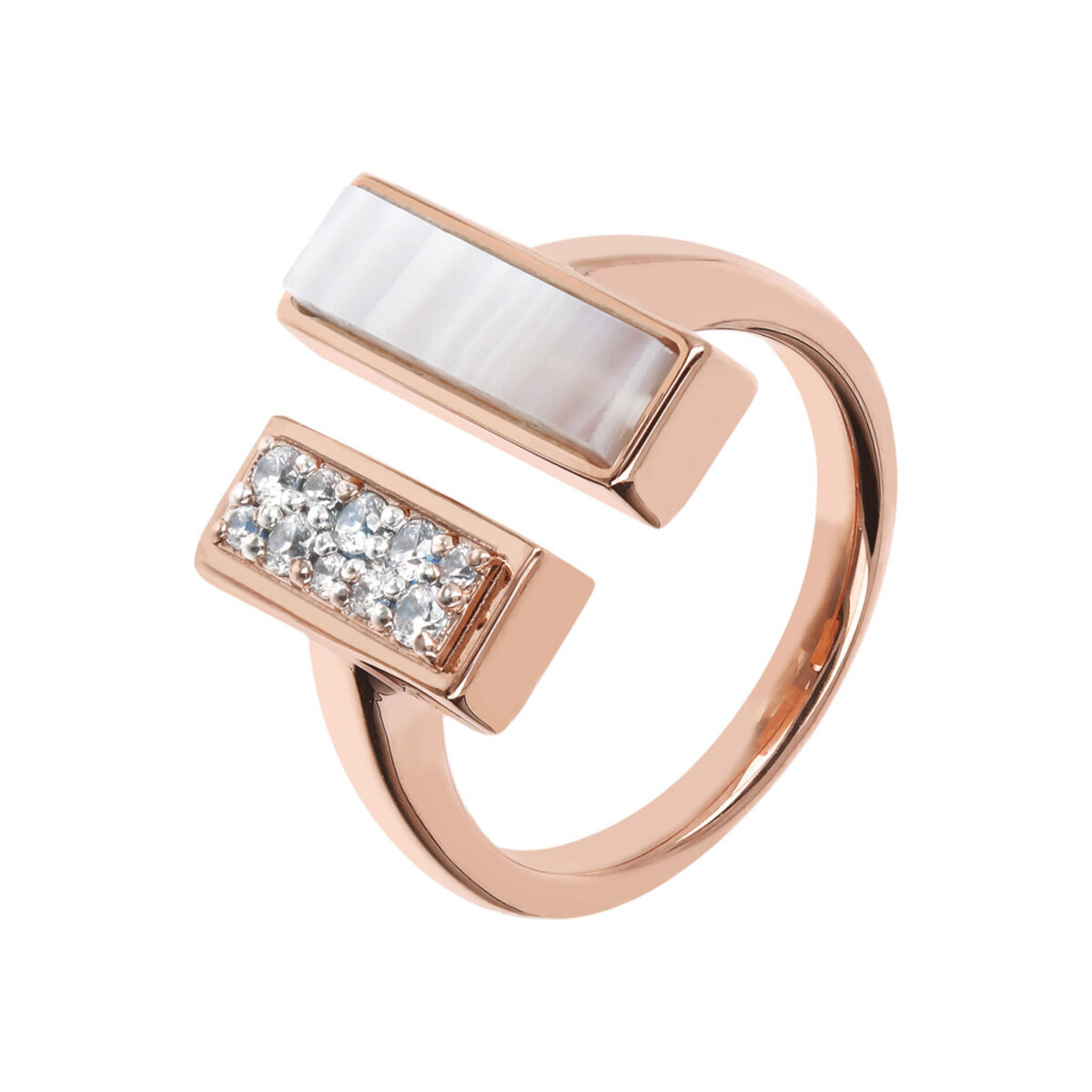 Contrarié Ring with Natural Stone and Cubic Zirconia